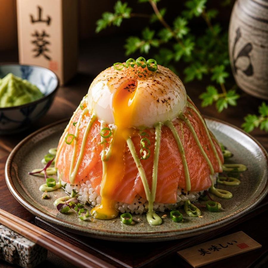 Foto Tamago Salmon Volcano Sushi Hiro menu sashimi salmon