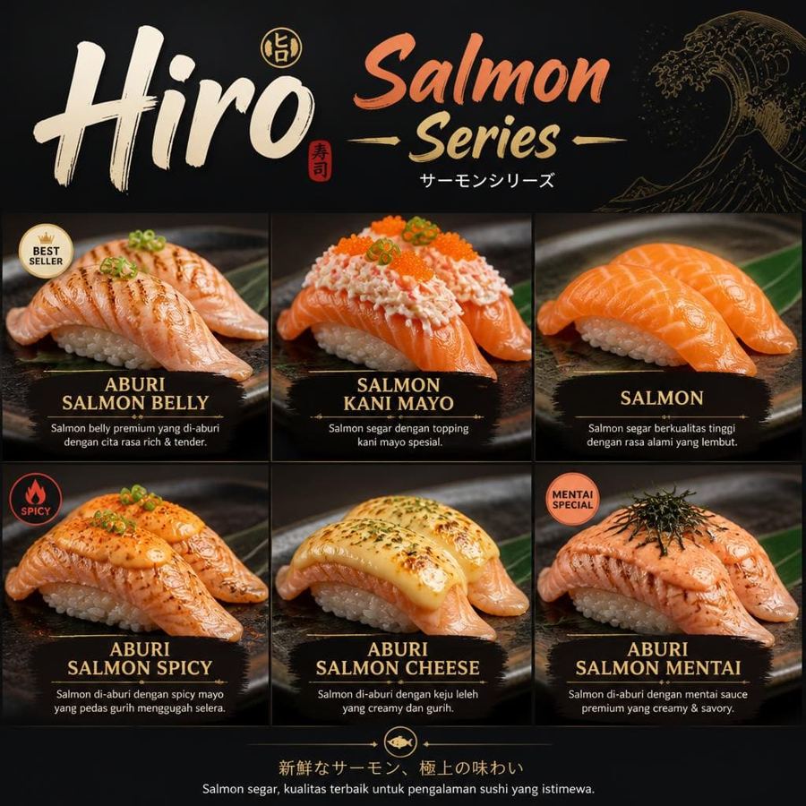 Foto Hiro Salmon Series Sushi Hiro menu sushi platter salmon