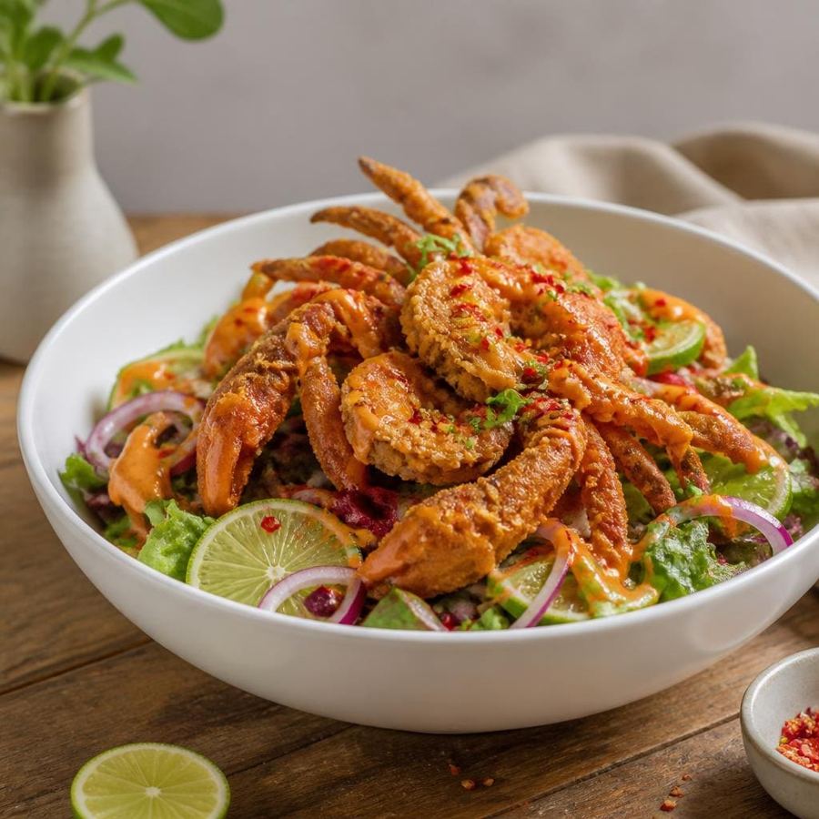 Foto Spicy Soft Shell Crab Salad Sushi Hiro menu salad kepiting