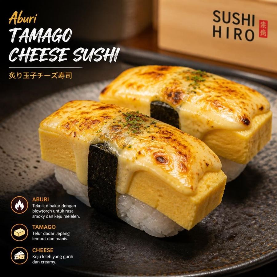Foto Aburi Tamago Cheese Sushi Sushi Hiro