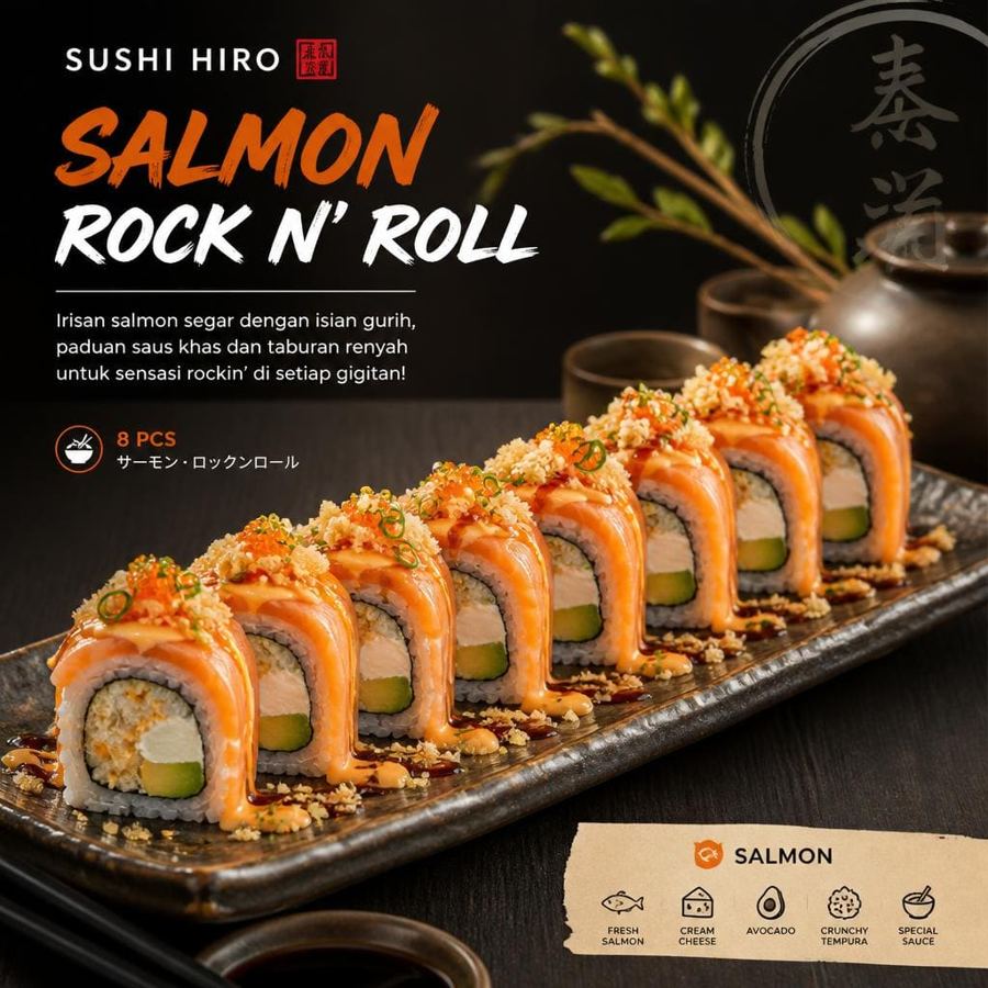 Foto Salmon Rock N Roll Sushi Hiro menu roll ebi tempura