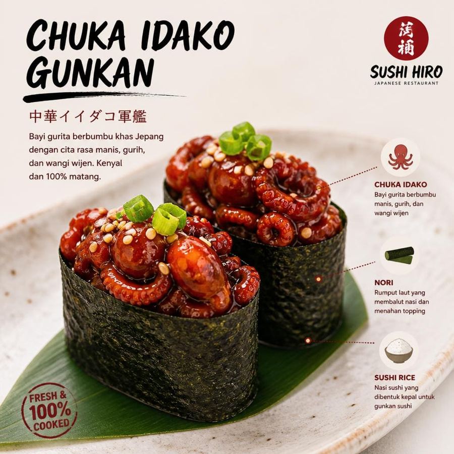 Foto Chuka Idako Gunkan Sushi Hiro menu gunkan idako