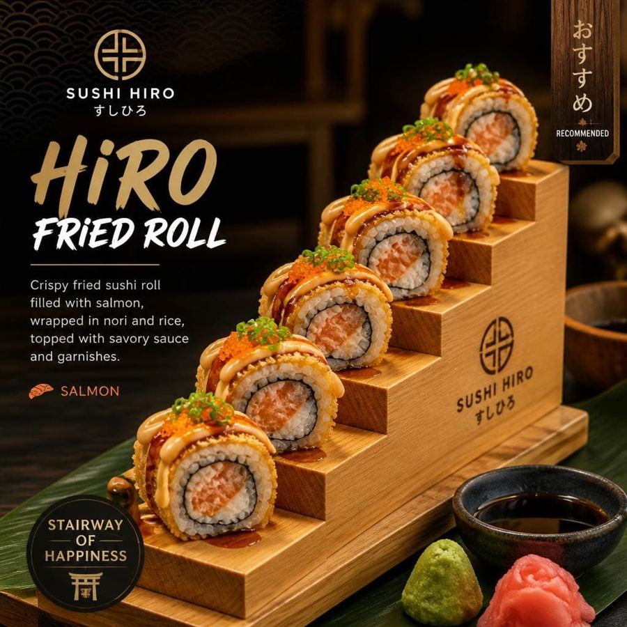 Foto Hiro Fried Roll Sushi Hiro menu roll spicy salmon