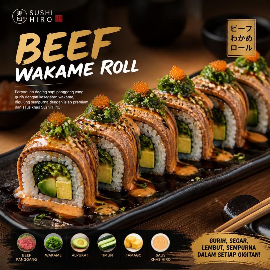 Foto Beef Wakame Roll Sushi Hiro menu roll beef wakame
