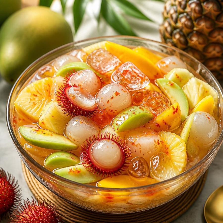 Foto Asinan Buah Te Sate dengan potongan buah segar dan kuah asinan khas