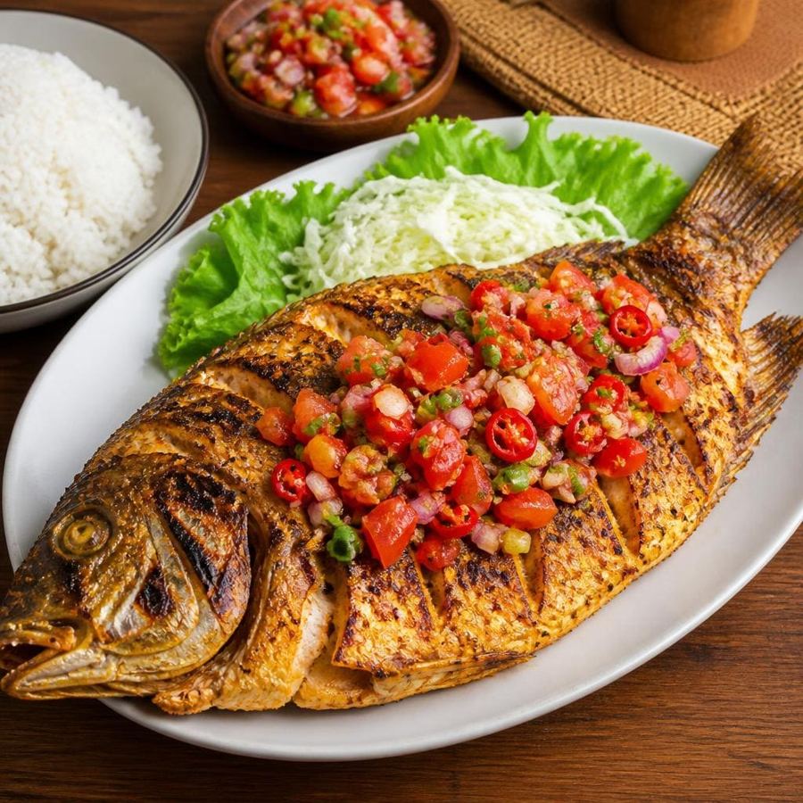 Foto Kakap Bakar Dabu Dabu Te Sate dengan ikan kakap bakar dan sambal dabu dabu segar