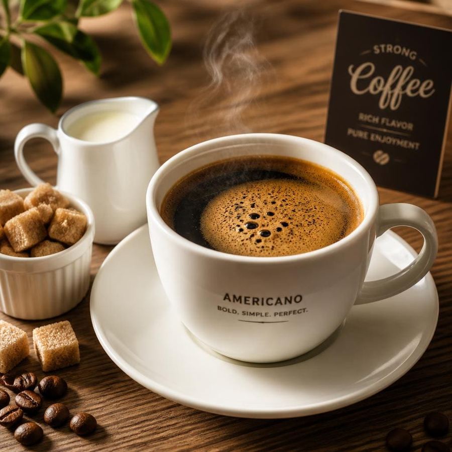 Foto Americano Te Sate dengan rasa kopi hitam ringan dan aroma khas