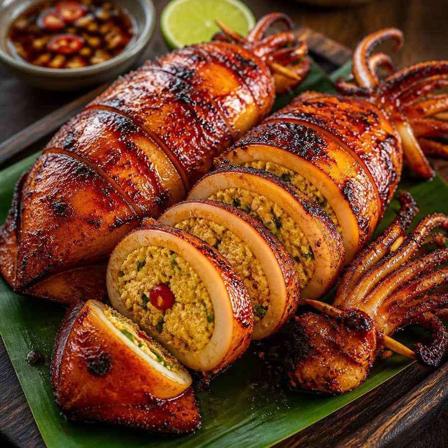 Foto Cumi Telur Bakar Te Sate dengan bumbu bakar gurih dan sajian seafood khas