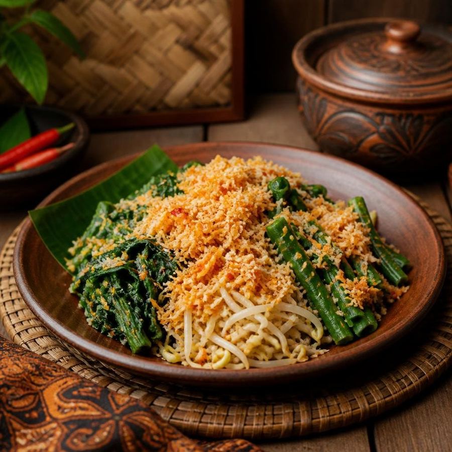 Foto Urap Te Sate dengan sayuran dan kelapa berbumbu gurih