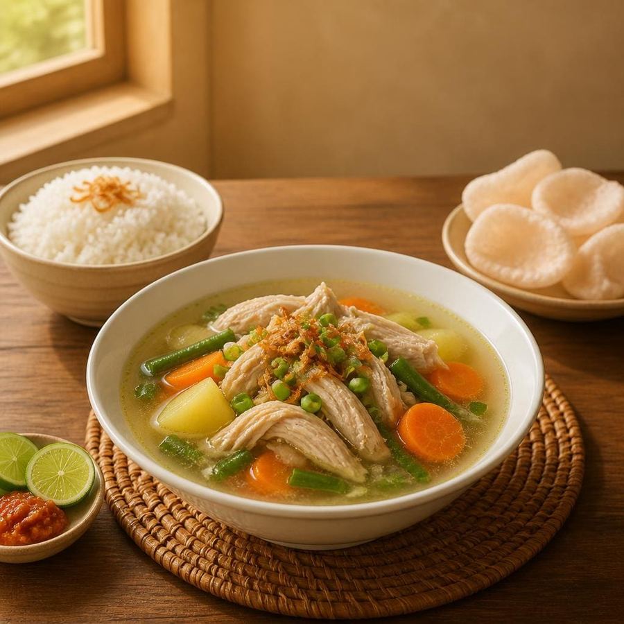 Foto Soto Ayam Banjar Te Sate dengan kuah gurih dan suwiran ayam khas Banjar