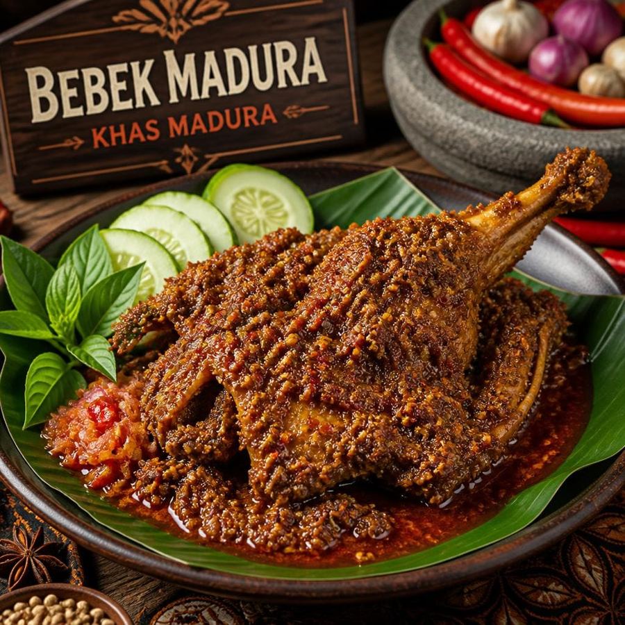 Foto Bebek Madura Te Sate dengan bumbu gurih dan cita rasa khas Madura