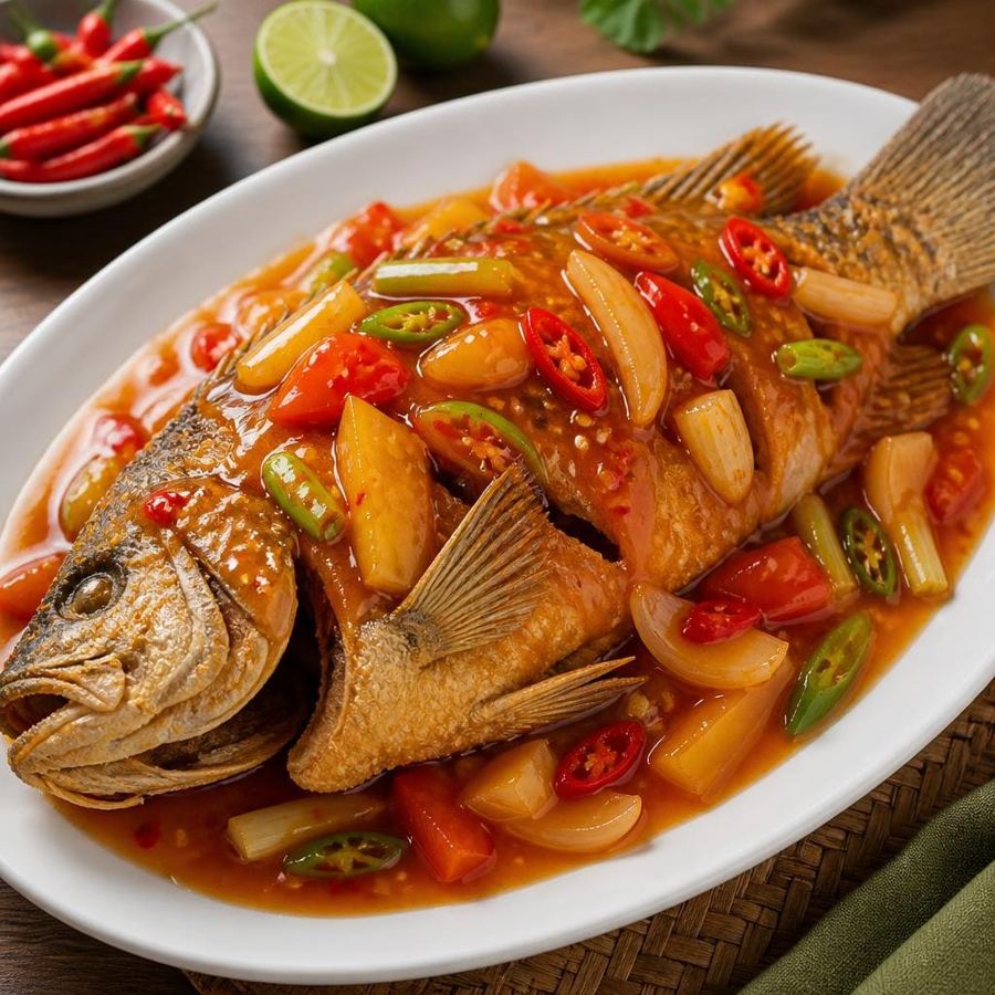 Foto Kakap Goreng Saus Asam Pedas Te Sate dengan ikan kakap dan saus bercita rasa segar