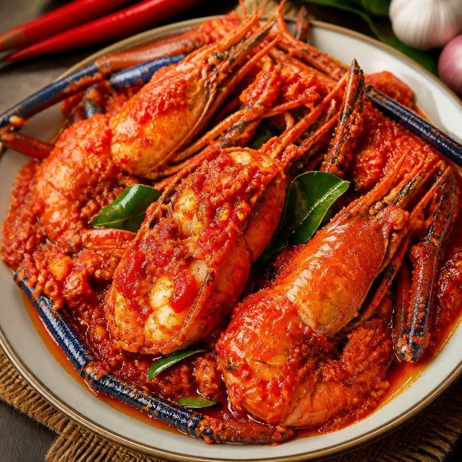 Foto Udang Galah Balado Te Sate dengan bumbu balado pedas gurih