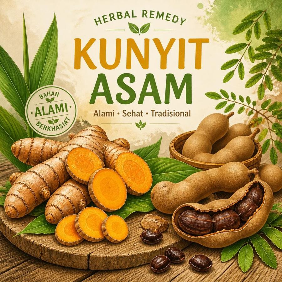 Foto Herbal Remedy Kunyit Asam Te Sate dengan rasa segar, asam lembut, dan aroma kunyit khas