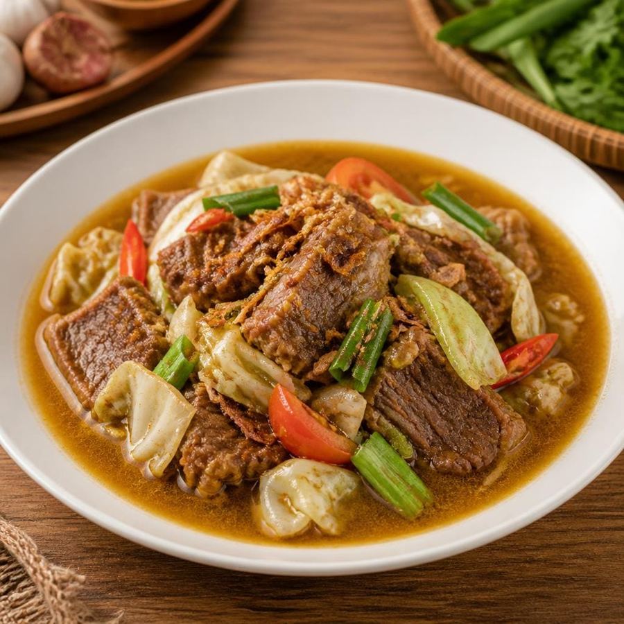 Foto Tongseng Sengkel Te Sate dengan kuah berbumbu dan daging sengkel empuk