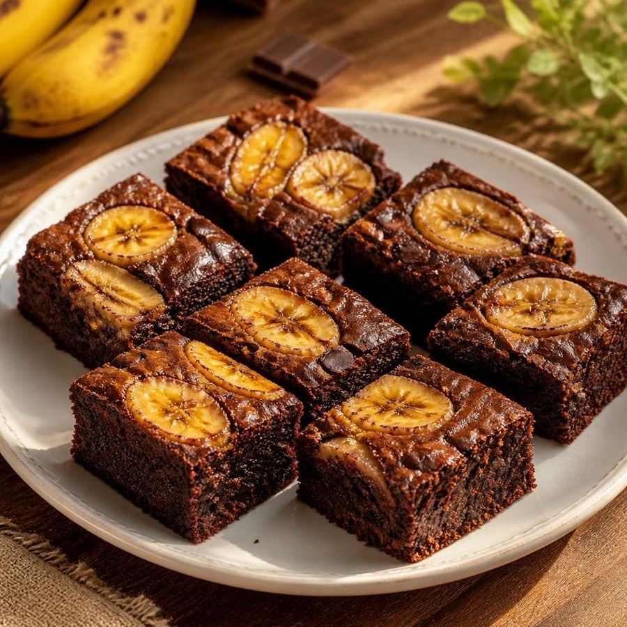 Foto Brownies Coklat Pisang Te Sate dengan rasa coklat manis dan pisang lembut