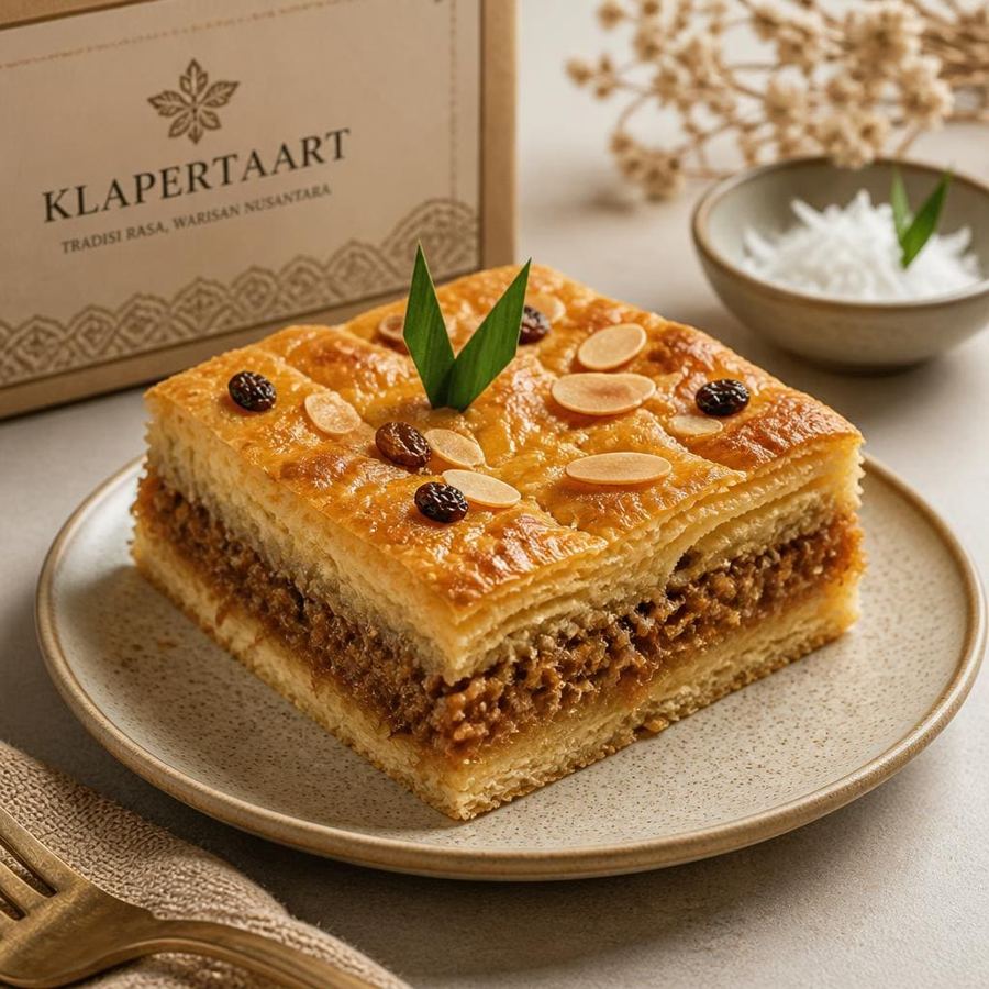 Foto Klapertaart original Te Sate dengan rasa creamy dan tekstur lembut