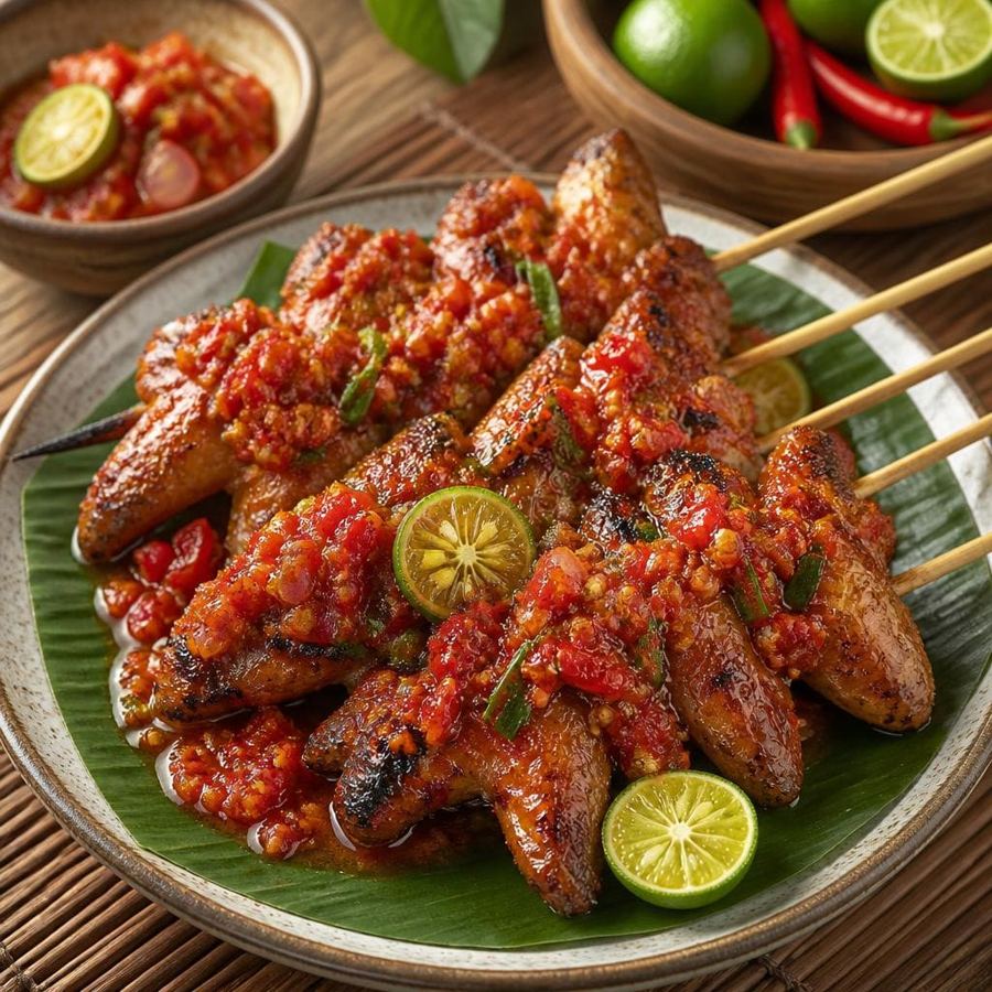Foto Sate Sayap Bumbu Plecing Te Sate dengan rasa gurih pedas khas plecing