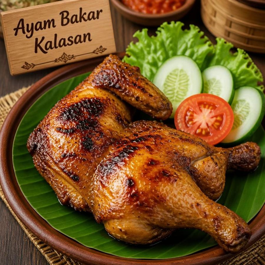 Foto Ayam Bakar Kalasan Te Sate dengan bumbu manis gurih dan aroma bakar khas