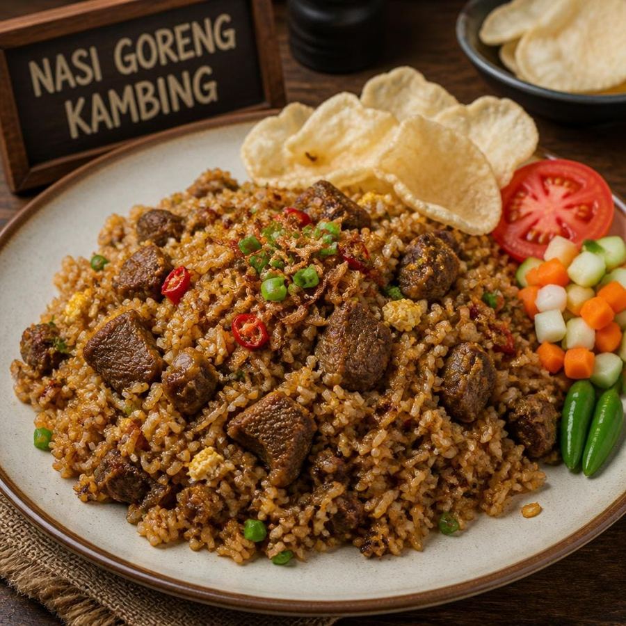 Foto Nasi Goreng Kambing Te Sate dengan daging kambing dan bumbu gurih khas