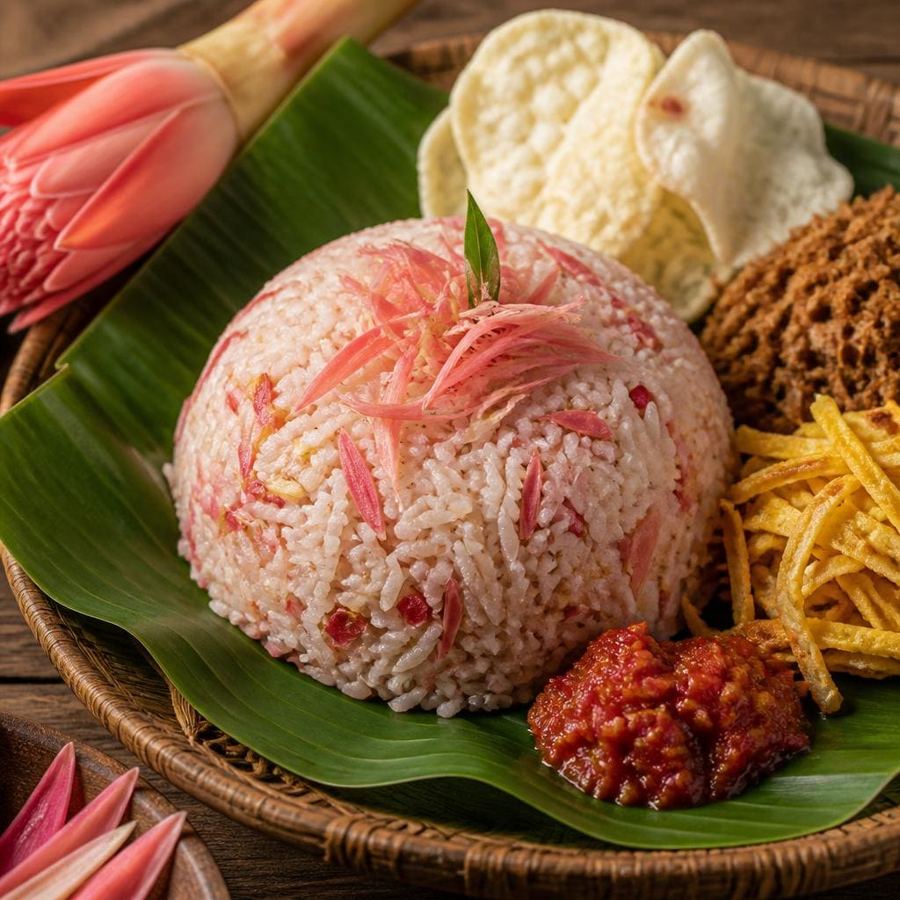 Foto Nasi Kecombrang Te Sate dengan aroma segar dan rasa gurih khas