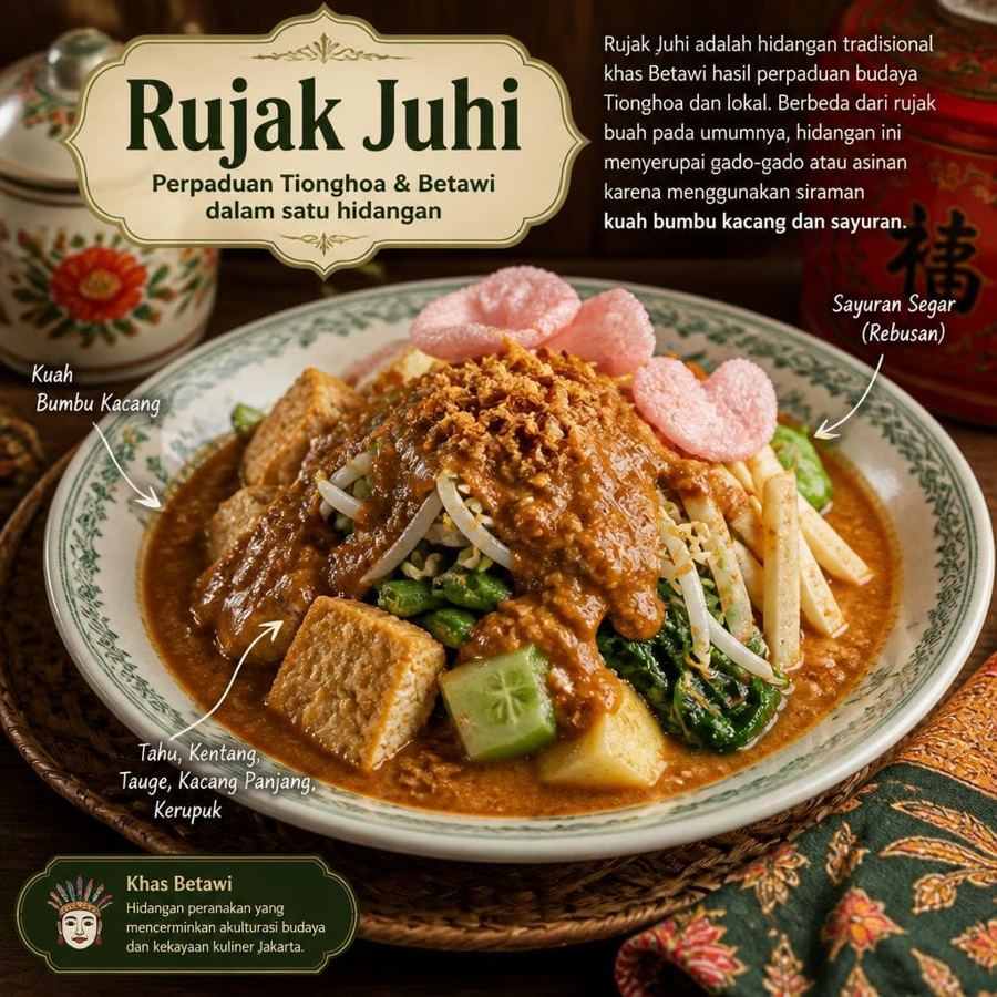 Foto Rujak Juhi Te Sate dengan cita rasa segar gurih dan bumbu khas