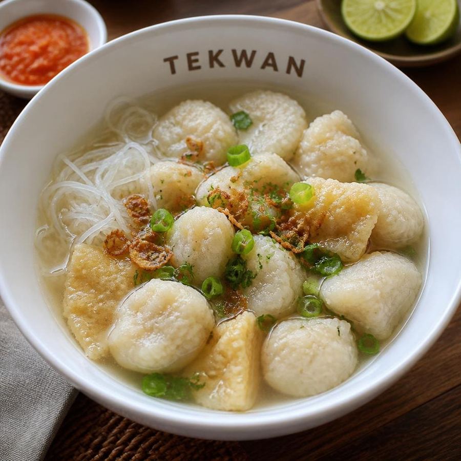 Foto Tekwan Te Sate dengan kuah gurih dan isian khas yang ringan