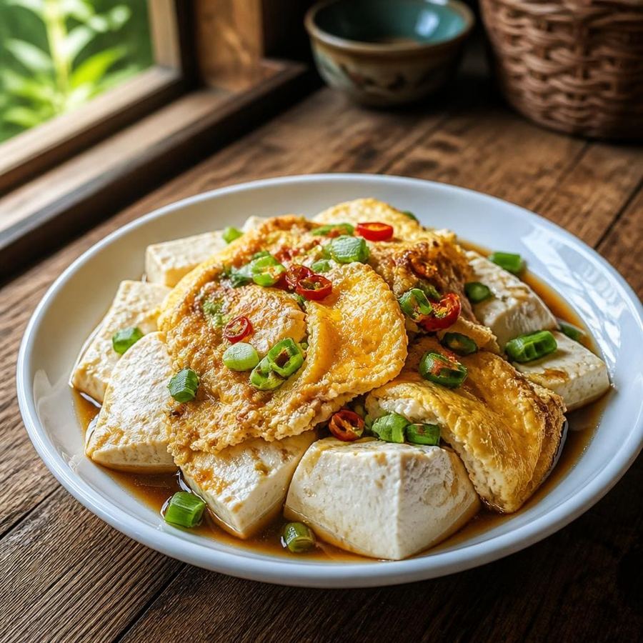 Foto Tahu Telur Te Sate dengan tahu, telur, dan bumbu gurih khas