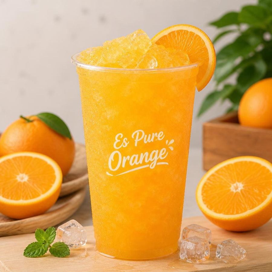 Foto Pure Orange Te Sate dengan rasa jeruk segar dan warna cerah alami
