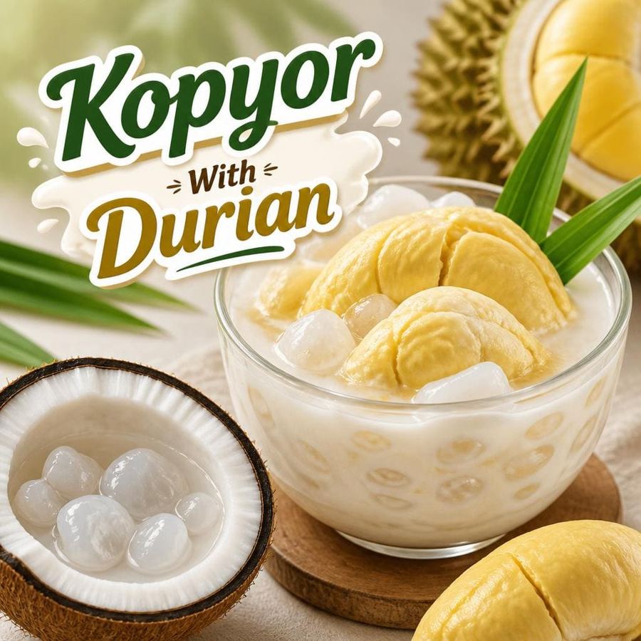 Foto Kopyor With Durian Te Sate dengan rasa kopyor segar dan aroma durian khas