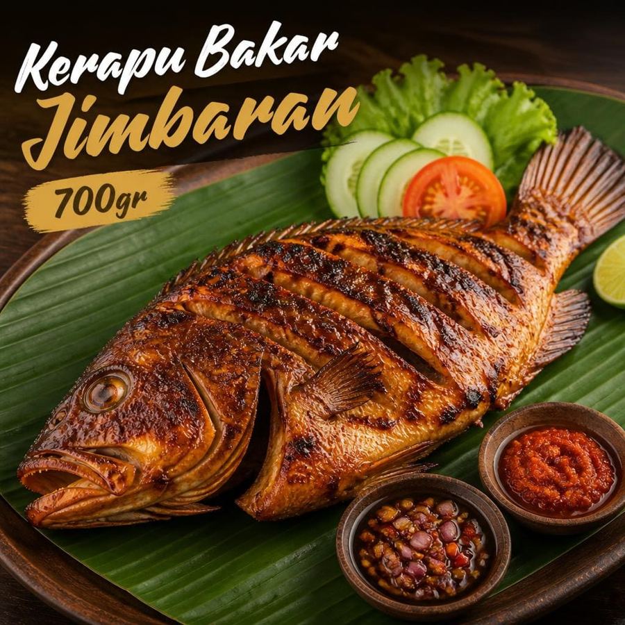 Foto Kerapu Bakar Jimbaran 700gr Te Sate dengan porsi ikan lebih besar dan bumbu bakar khas