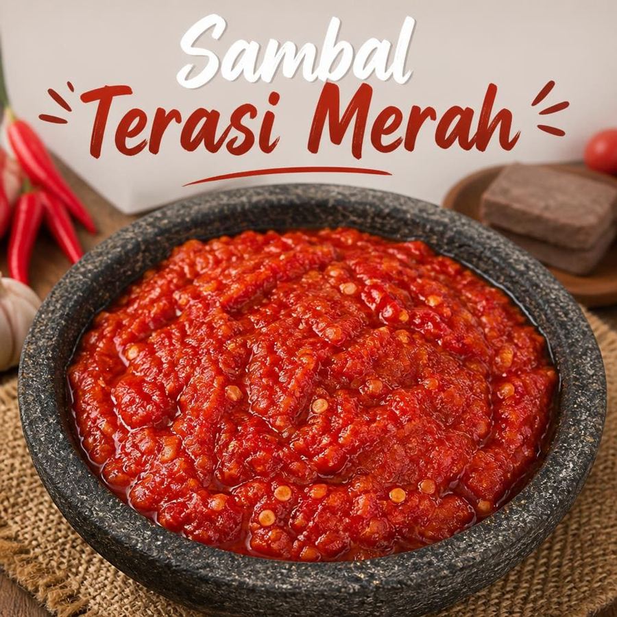 Foto Sambal Terasi Merah Te Sate dengan rasa pedas gurih dan aroma terasi khas