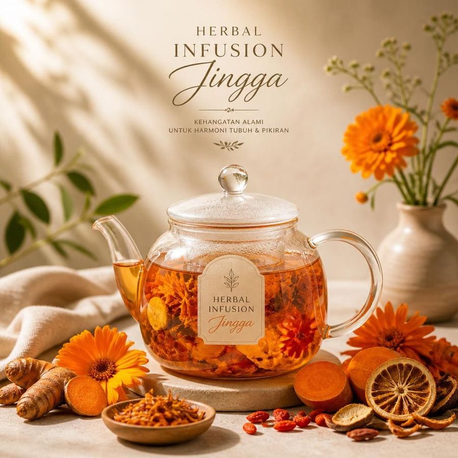 Foto Herbal Infusion Jingga Te Sate dengan warna jingga dan rasa herbal ringan