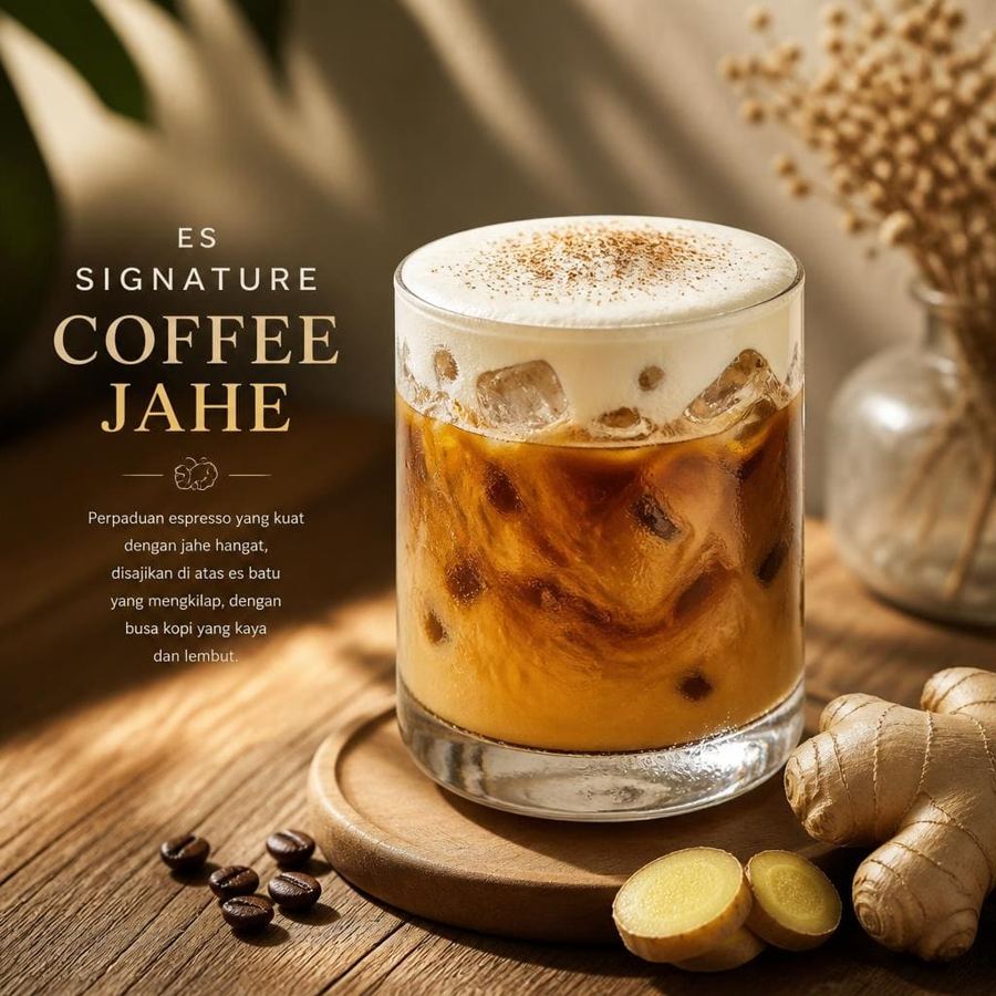 Foto Signature Coffee Jahe Te Sate dengan rasa kopi khas dan sentuhan jahe hangat