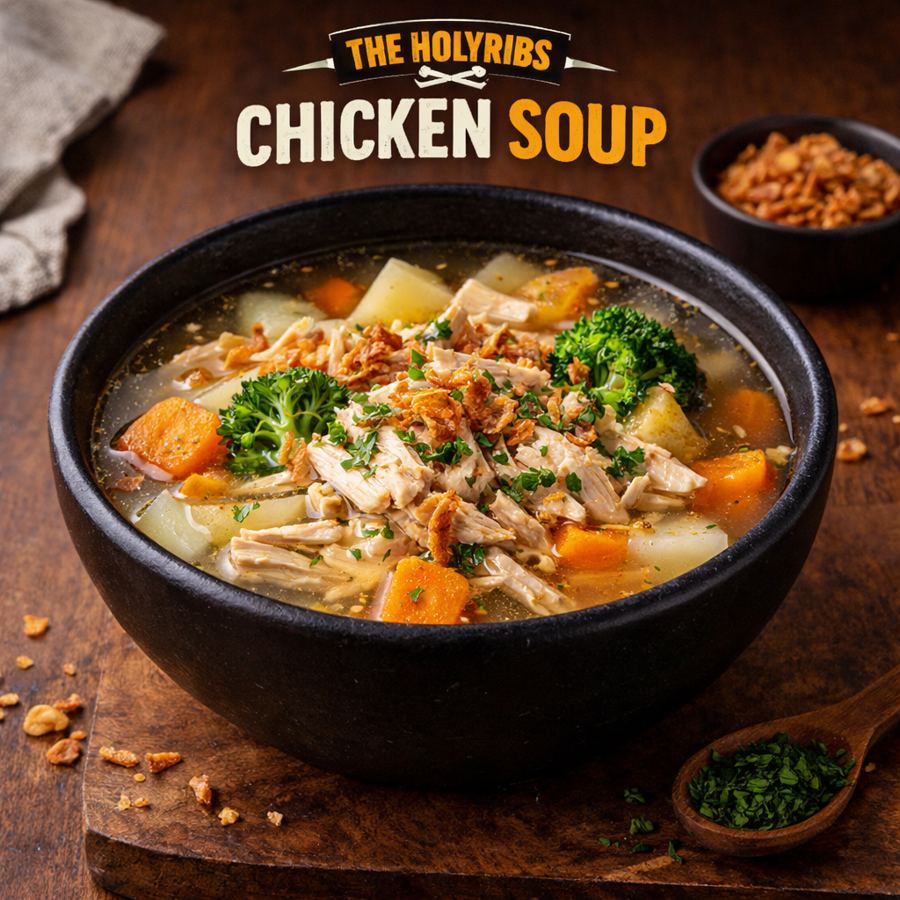 Foto Chicken Soup dengan parsley dan garlic crouton