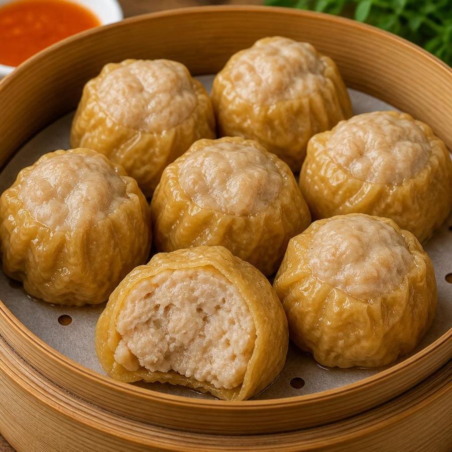 Foto Dimsum Kulit Tahu dengan daging ayam lembut dibalut kulit tahu