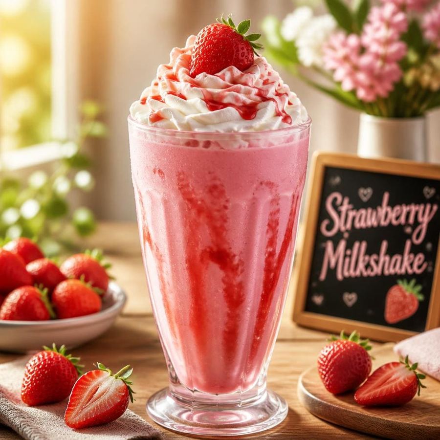 Foto Milkshake Strawberry dengan rasa stroberi creamy khas Waroeng Steak & Shake
