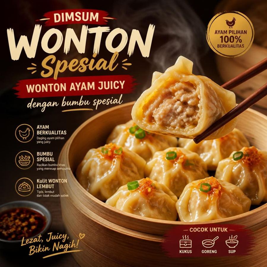 Foto Dimsum Wonton Spesial dengan wonton ayam juicy dan bumbu spesial