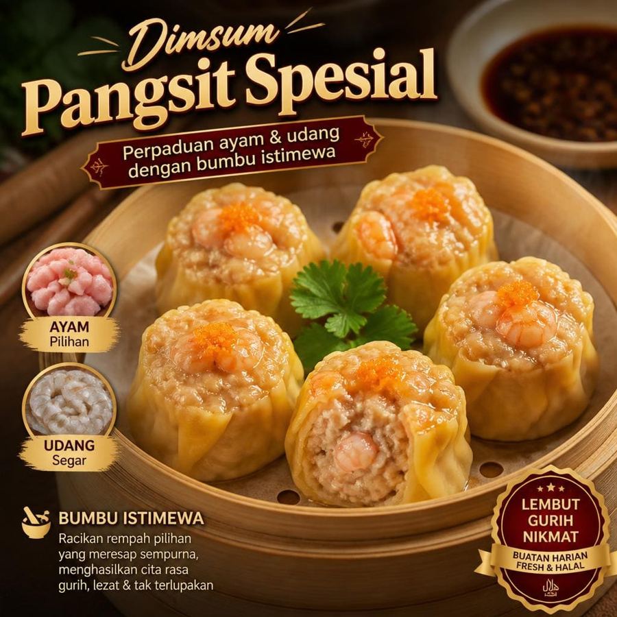 Foto Dimsum Pangsit Spesial dengan perpaduan ayam dan udang bumbu istimewa
