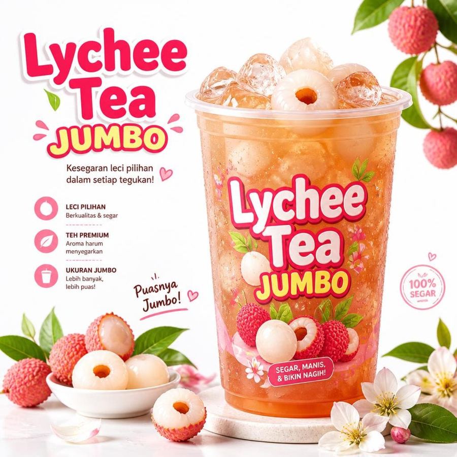 Foto Lychee Tea Jumbo dengan rasa teh leci segar khas Waroeng Steak & Shake
