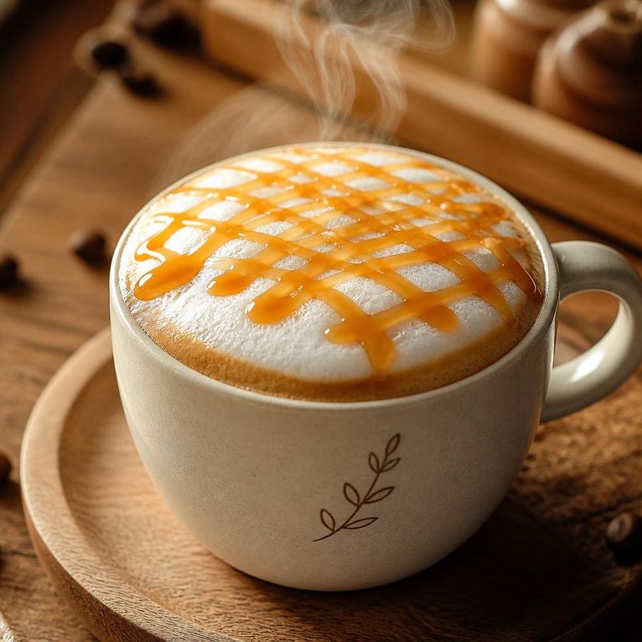 Foto Caramel Latte dengan rasa kopi susu dan caramel manis