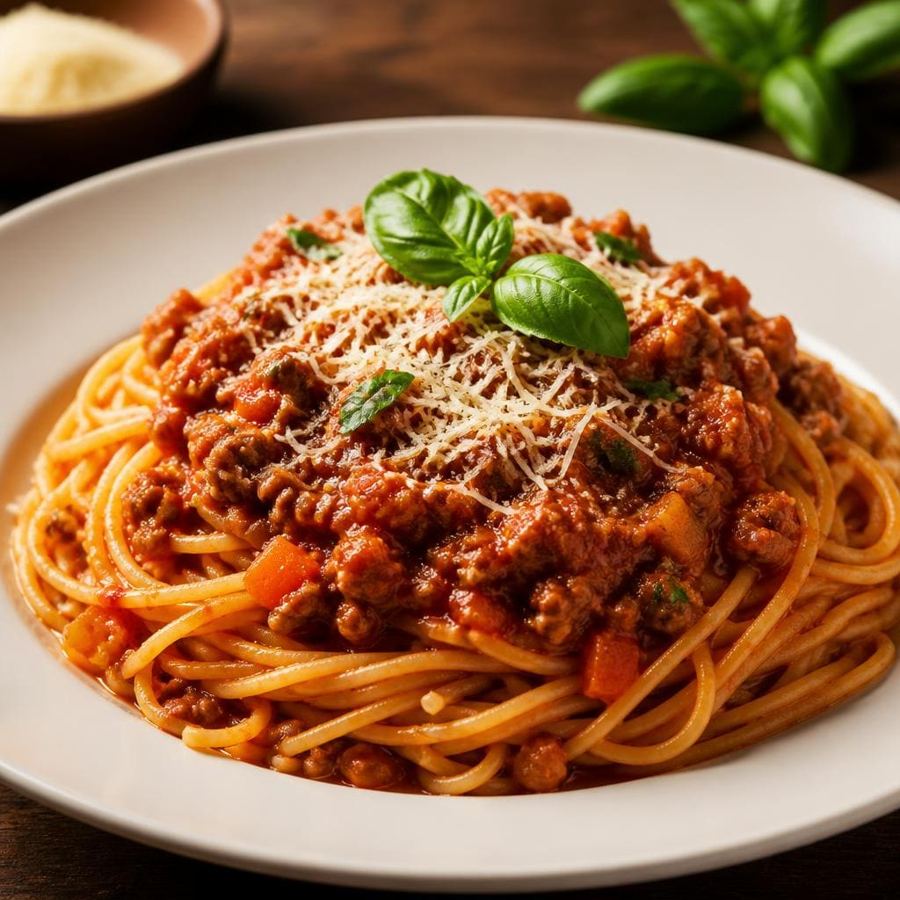 Foto Spaghetti Bolognese dengan spaghetti dan saus bolognese
