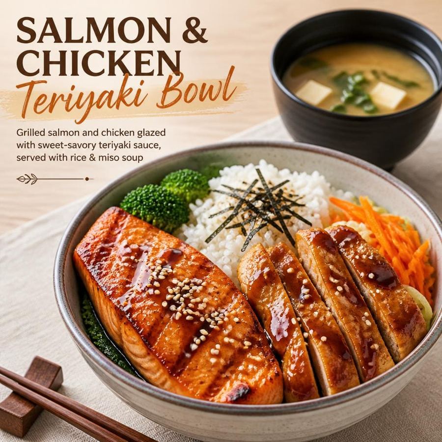Foto Salmon & Chicken Teriyaki Bowl Yakiniku Like
