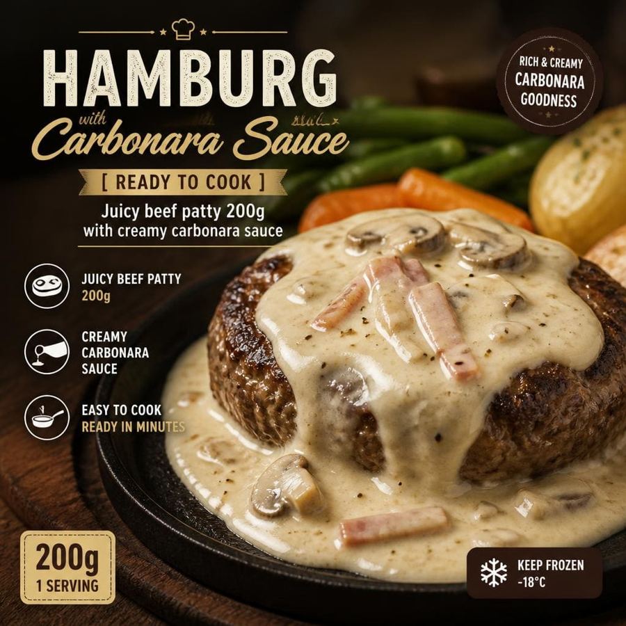 Foto Hamburg with Carbonara Sauce Yakiniku Like