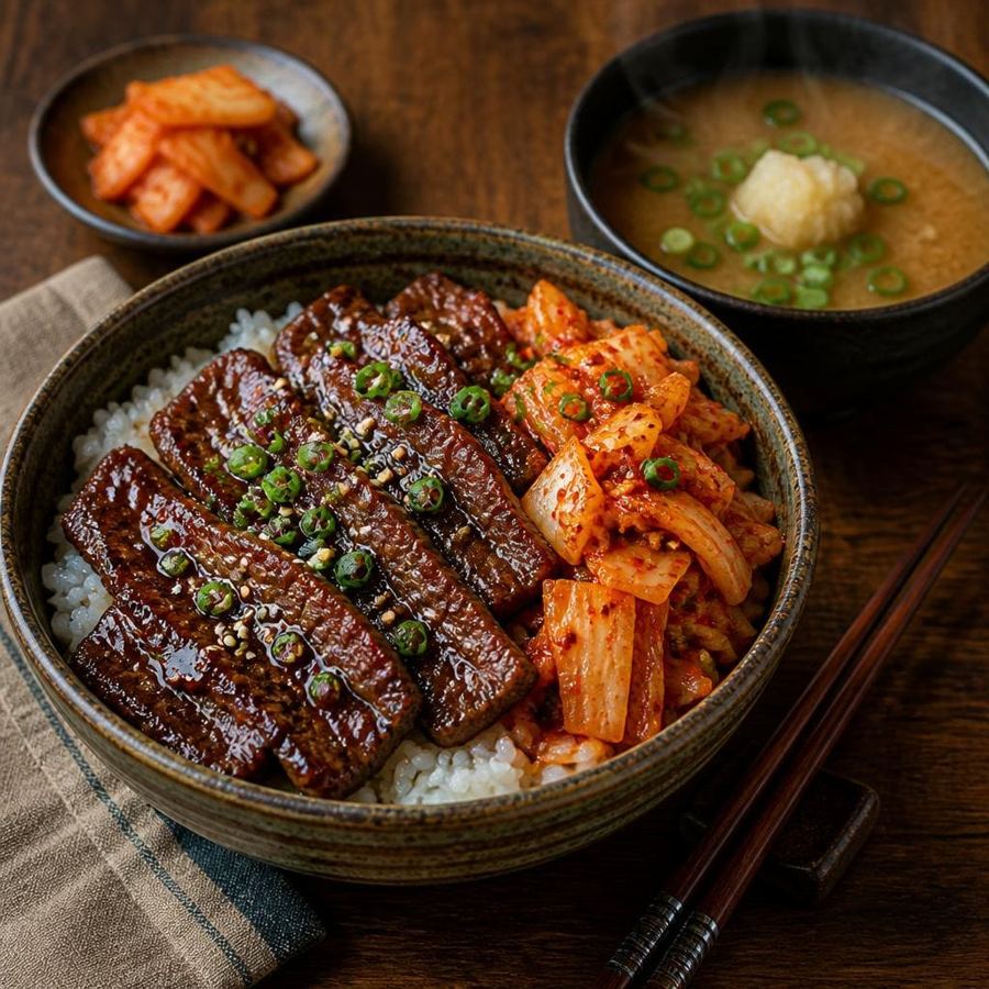 Foto Yakiniku Beef Bowl With Kimchi Yakiniku Like