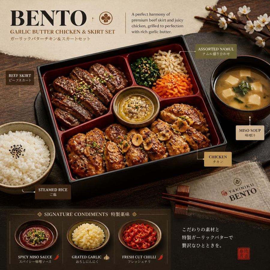 Foto Bento Garlic Butter Chicken & Skirt Set Yakiniku Like