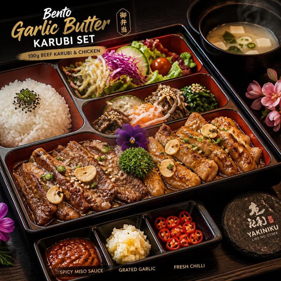 Foto Bento Garlic Butter Karubi Set 100g Yakiniku Like