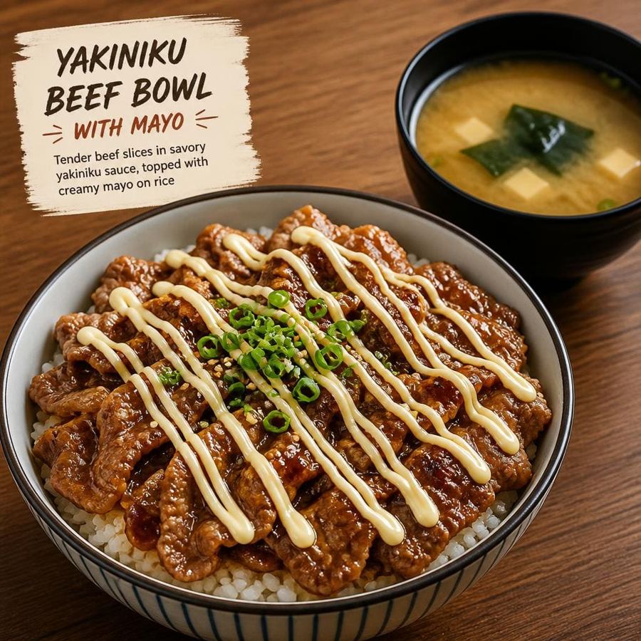 Foto Yakiniku Beef Bowl With Mayo Yakiniku Like