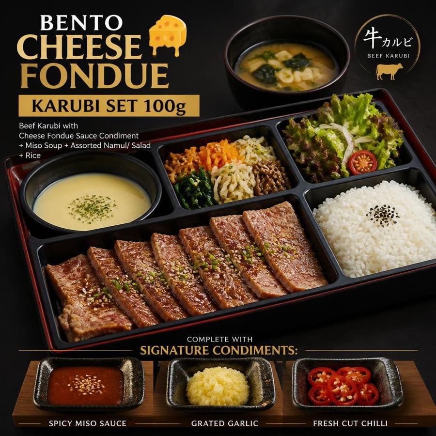 Foto Bento Cheese Fondue Karubi Set 100g Yakiniku Like