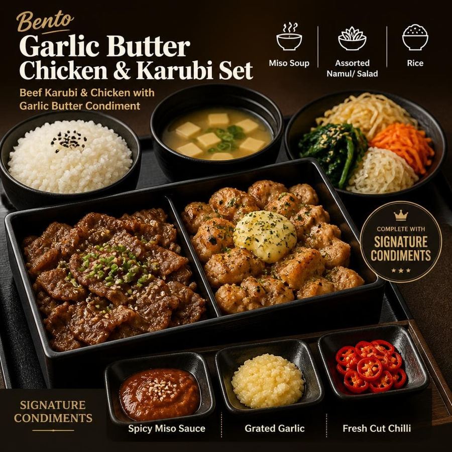Foto Bento Garlic Butter Chicken & Karubi Set Yakiniku Like